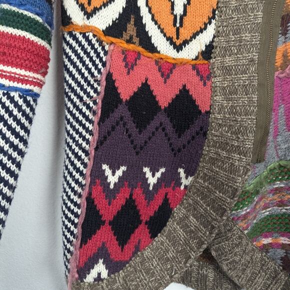 Desigual Multi-Color Wool Blend Asymmetrical Jumper Cardigan Size M - Picture 5 of 7